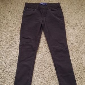 Chocolate colored lightweight corduroy skinny pants